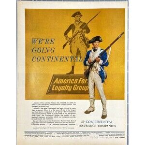 The Continental Insurance Co. Revolutionary Soldier "Going Continental" Ad 1963